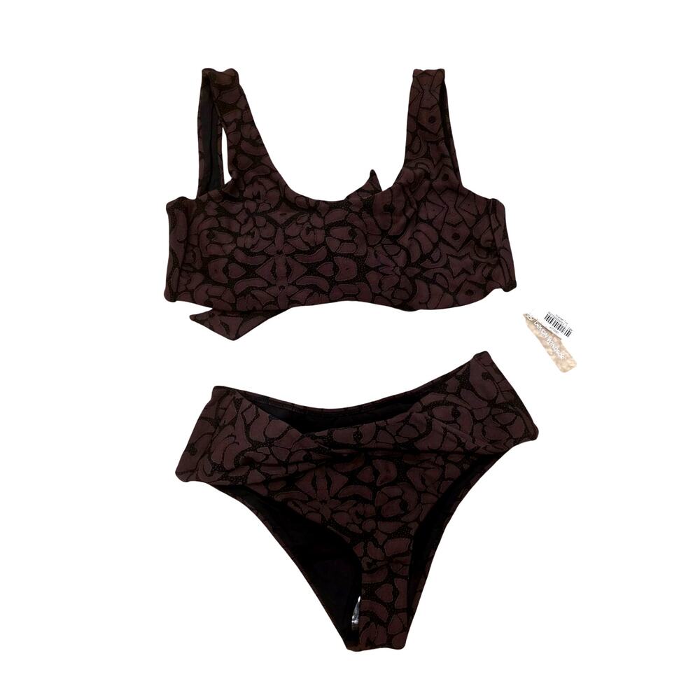 NWT Devon Windsor Scarlett top Elsa bottoms brown safari bikini sz S